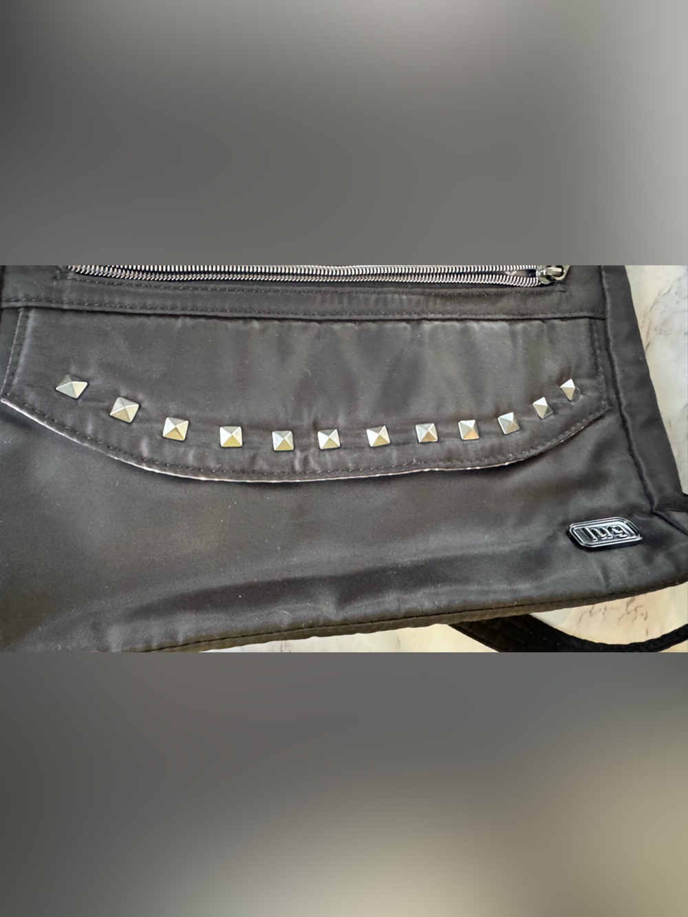 Lug Pacer RFID Crossbody Travel Organizer Bag Black Studded Nylon EUC - Picture 7 of 16
